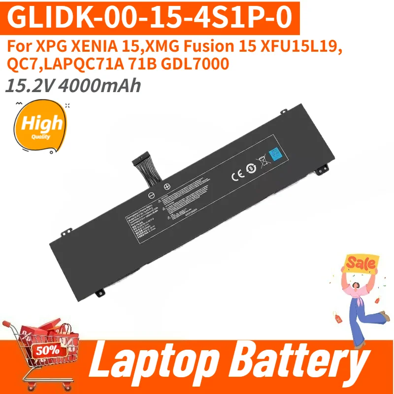 High Quality 15.2V 4000mAh Laptop Battery GLIDK-00-15-4S1P-0 For XPG XENIA 15 QC7 LAPQC71A 71B GDL7000 XMG Fusion 15 XFU15L19