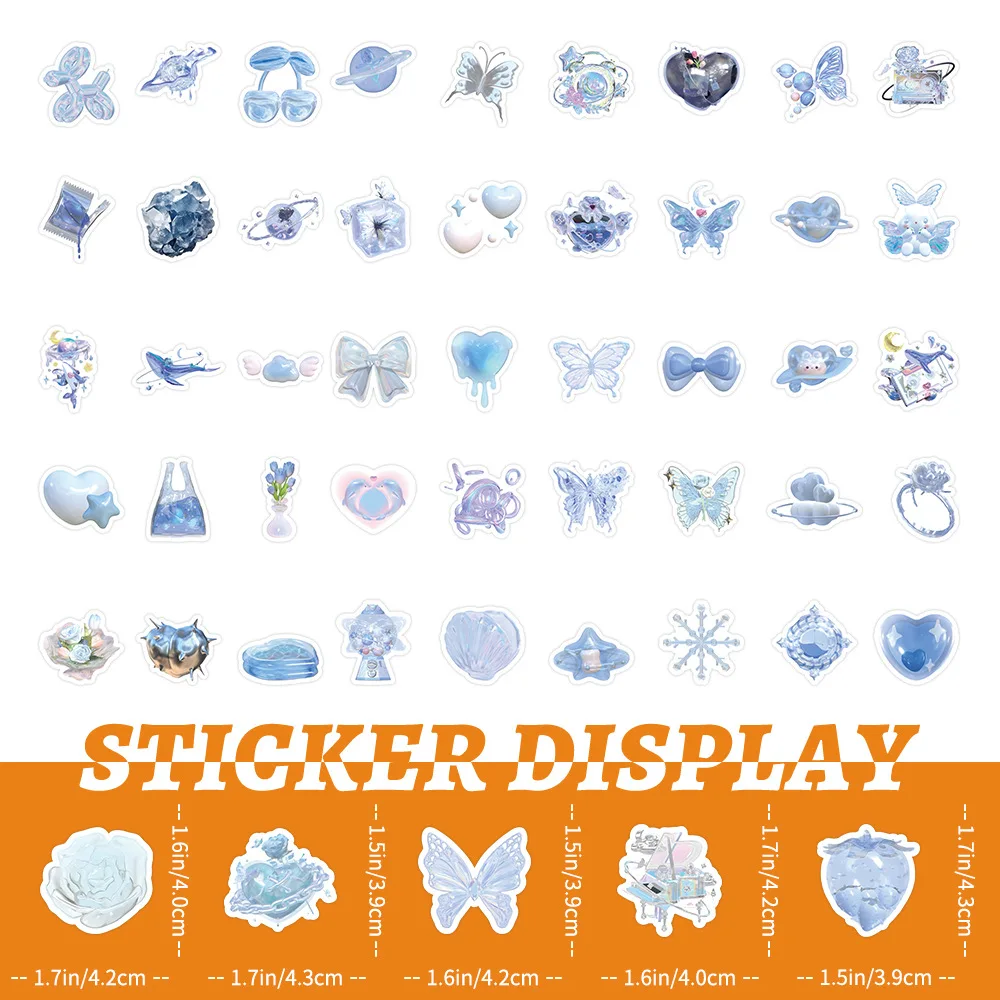 10/30/50/100PCS Ins Style Dream Blue Stickers Aesthetic Girls Cartoon Decals DIY Notebook Phone Luggage Laptop Graffiti Kids Toy
