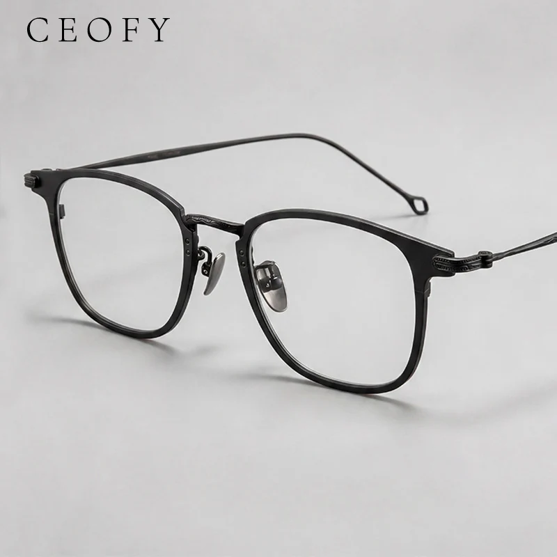 

Ceofy Men Titanium Fashion Eyeglasses Frame Ultra-Light Prescription Myopia Optical Glasses Frame New Men Eyewear