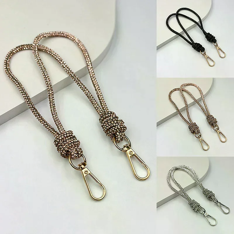 Women Stylish Handbag Chain Strap Embellished With Rhinestones Loop Knot Closure Suitable For Evening Casual DIY Wallet Making