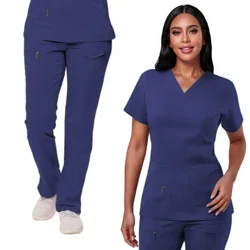 Wholesale Medical Scrubs Uniforms Set Fashion Breathable Hospital Nurse Uniforms Sets Short Sleeve Jogger Type Nurse Scrub Sets