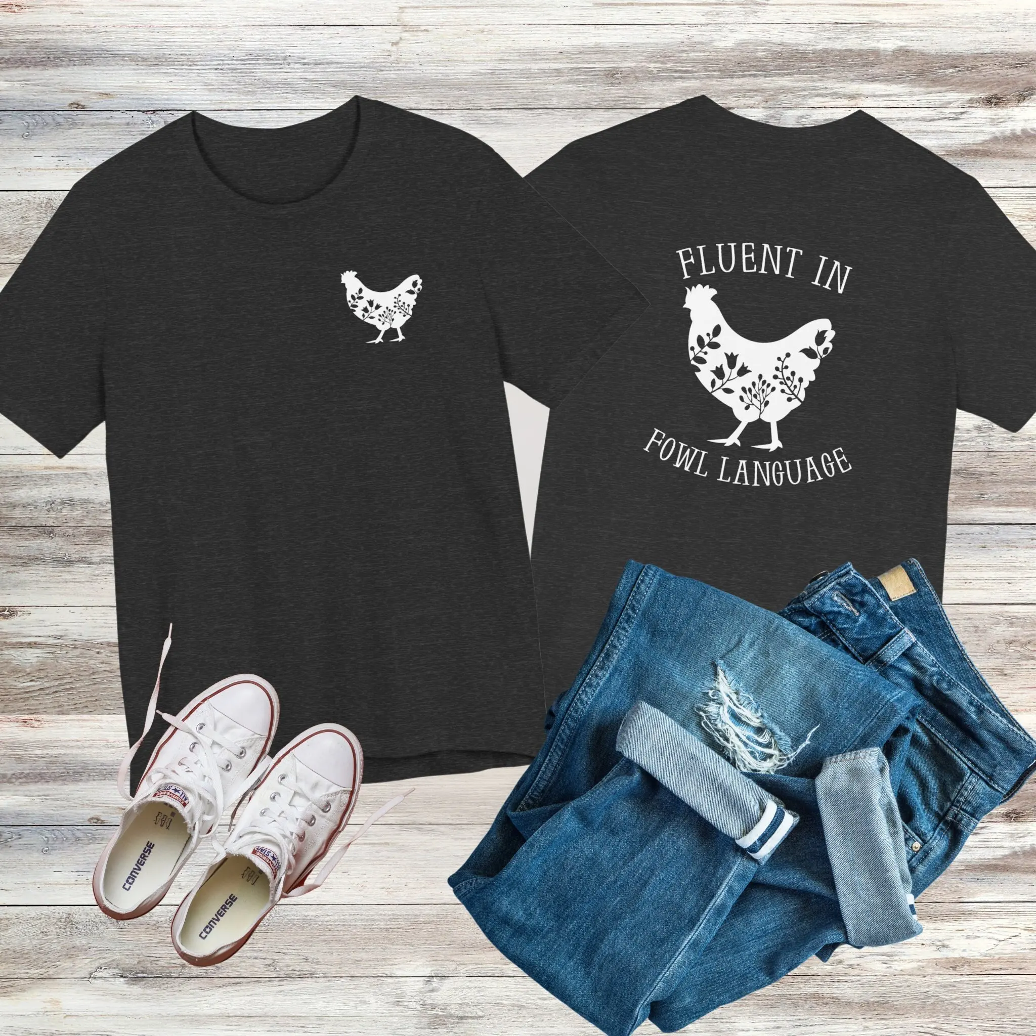 Funny Fluent In Fowl Language T Shirt Chicken Humor Crazy Lady Spring Floral Sassy Rooster Farm Aesthetic