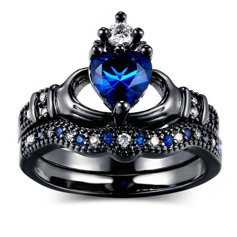 مجموعة مجوهرات رومانسية حلوة من الفولاذ المقاوم للصدأ للرجال من خواتم الزفاف وخاتم الخطوبة