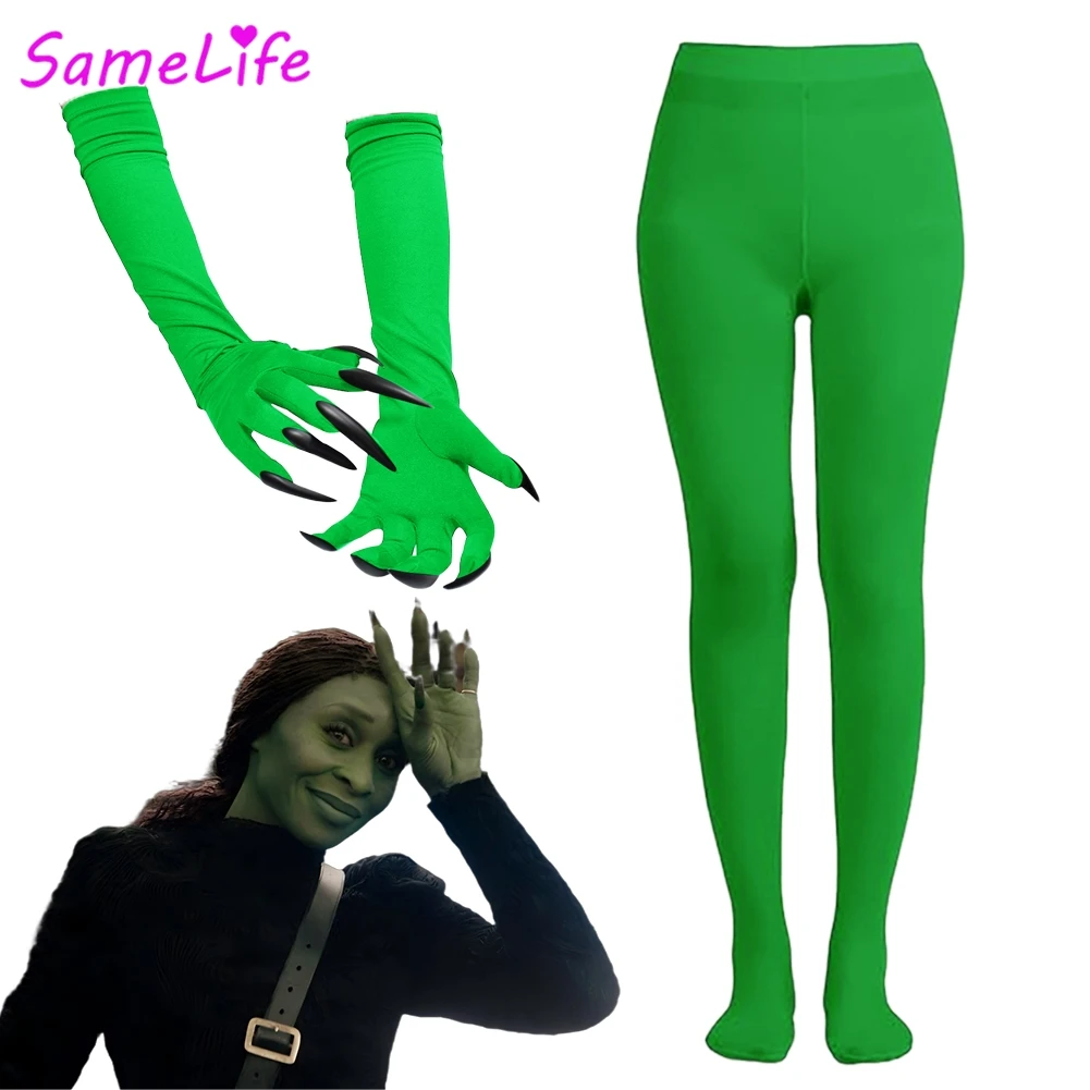 

Зеленый чулок Wicked Elphaba, перчатки с длинными рукавами в стиле фэнтези для косплея, 2024, фильм ‎ Аксессуары для маскировки ведьмы, женский реквизит