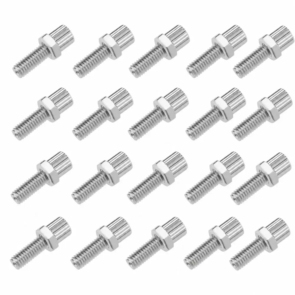 20pcs Galvanized Metal Brake Cable Adjuster Screw Silver M6 Thread M6 Brake Cable Adjuster Lightweight with Nut