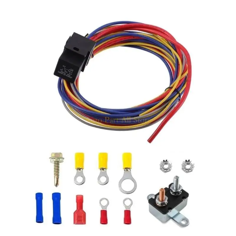 

J0MA Automotive Electric Fan Wiring Harness and Relays 12V 30A Relays Crimp Terminals Hardware
