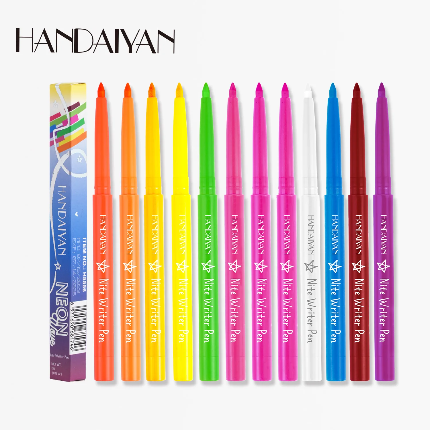 12 Color Fluorescent Eyeliner Pen Color UV Waterproof Eyeliner Glue Pen Halloween Face Color Painting Pen