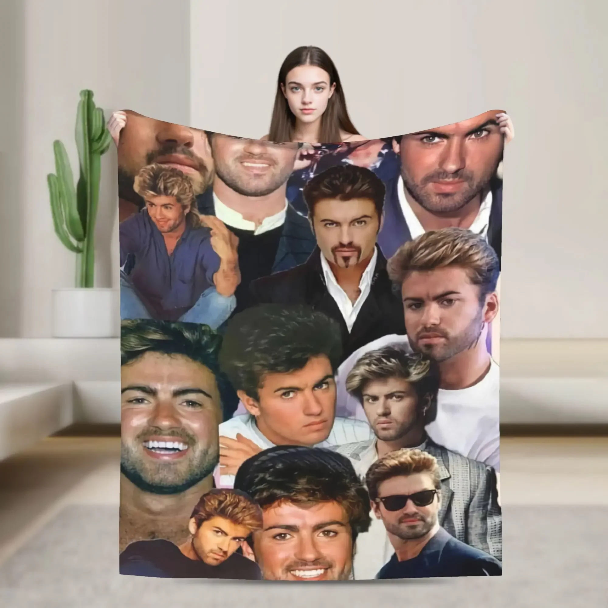 

George Michael British Singer Flannel Blanket Winter Warm Throw for Couch Chair Bed Sofa Cover Novelty Gift