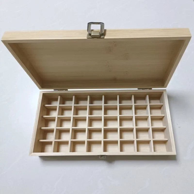 Bamboo Essential Oil Storage Containers, Dask Organizer, 40 Grids, DIY, Protective Wooden Containers, Ins Elegant, 28x18x8 cm