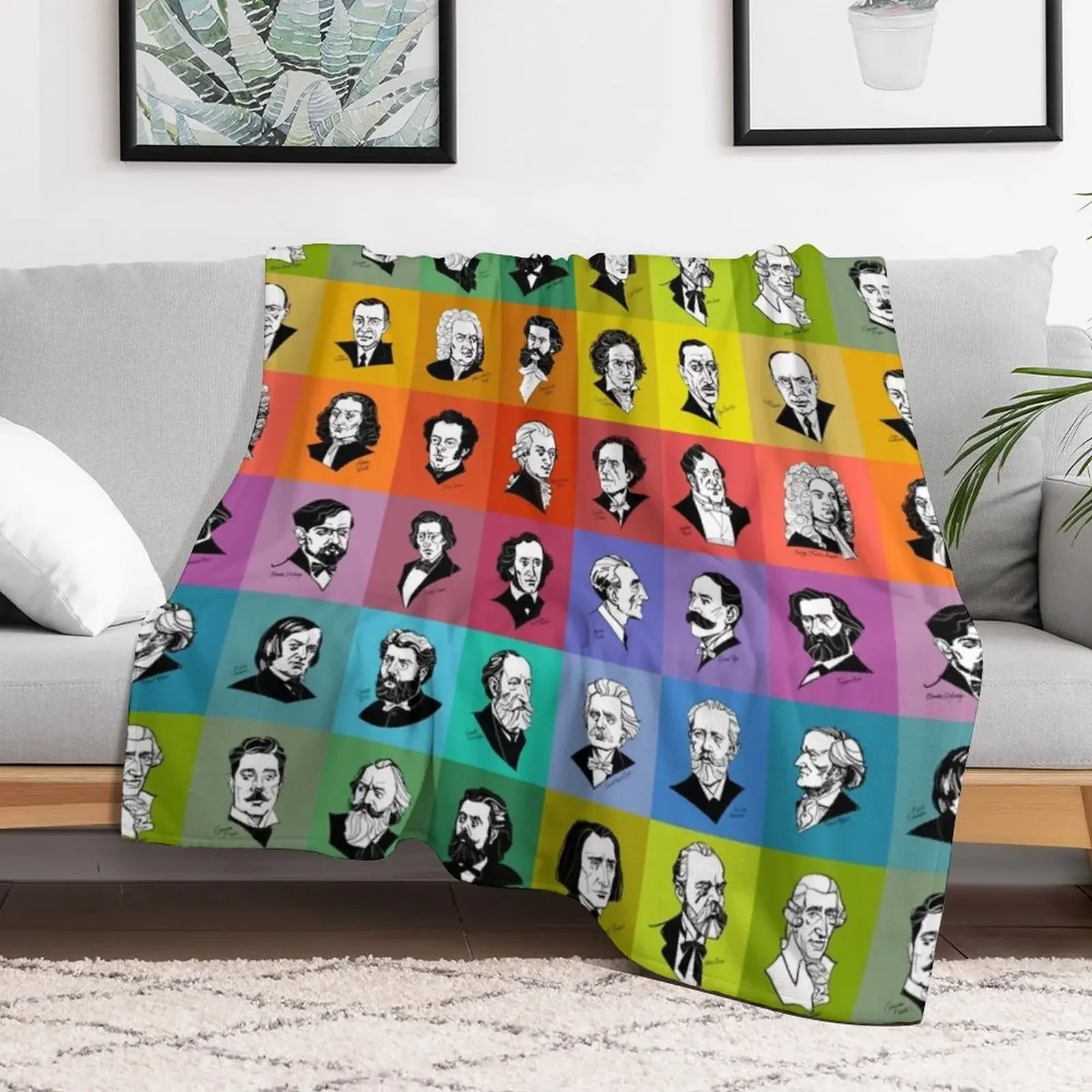 Great composers (multicoloured version) Throw Blanket All Weather Soft Throw Blanket for Sofa
