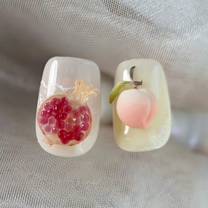 DIY Fruit Basket Style Silicone Nail Mold Realistic Fruit Three Dimensional Nail Charms Embossing Mold