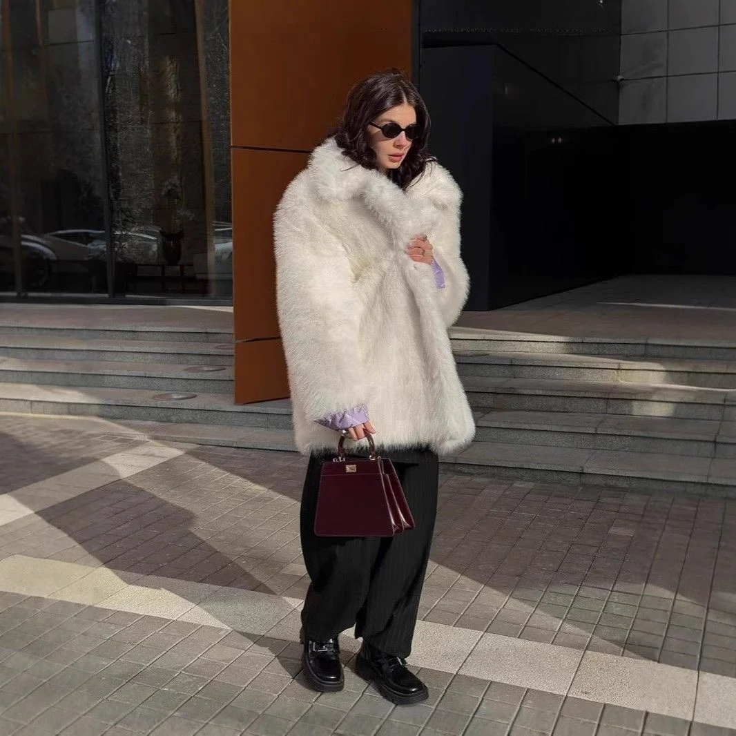 Cappotto lungo invernale in pelliccia artificiale di media lunghezza da donna Jaet con cuciture in vita Design europeo Sle Faionable Capispalla