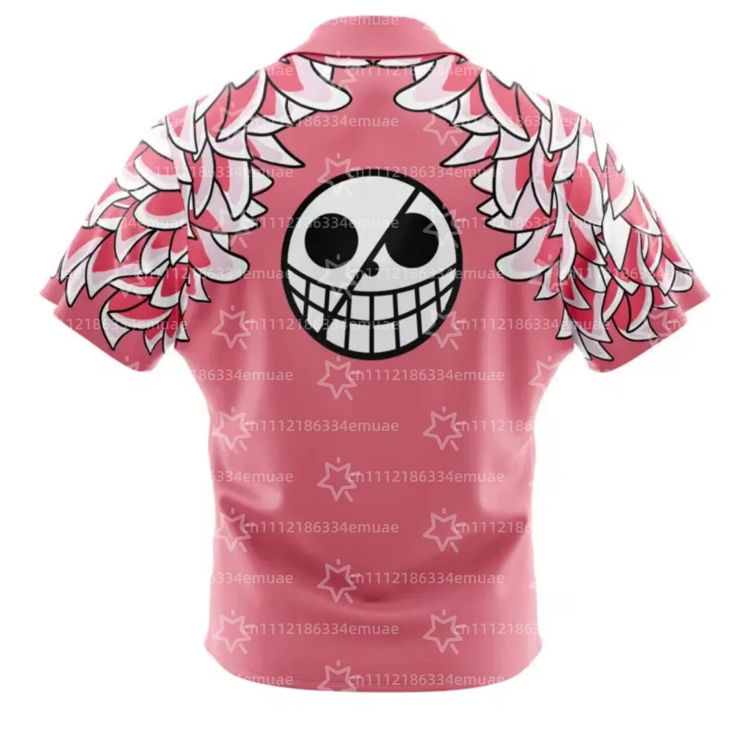 2026 Doflamingo Pattern One Piece Button Up Hawaiian Shirt Sports Dry Quickly Men's Shirt Children's Clothing Tee Top Y2k Woman