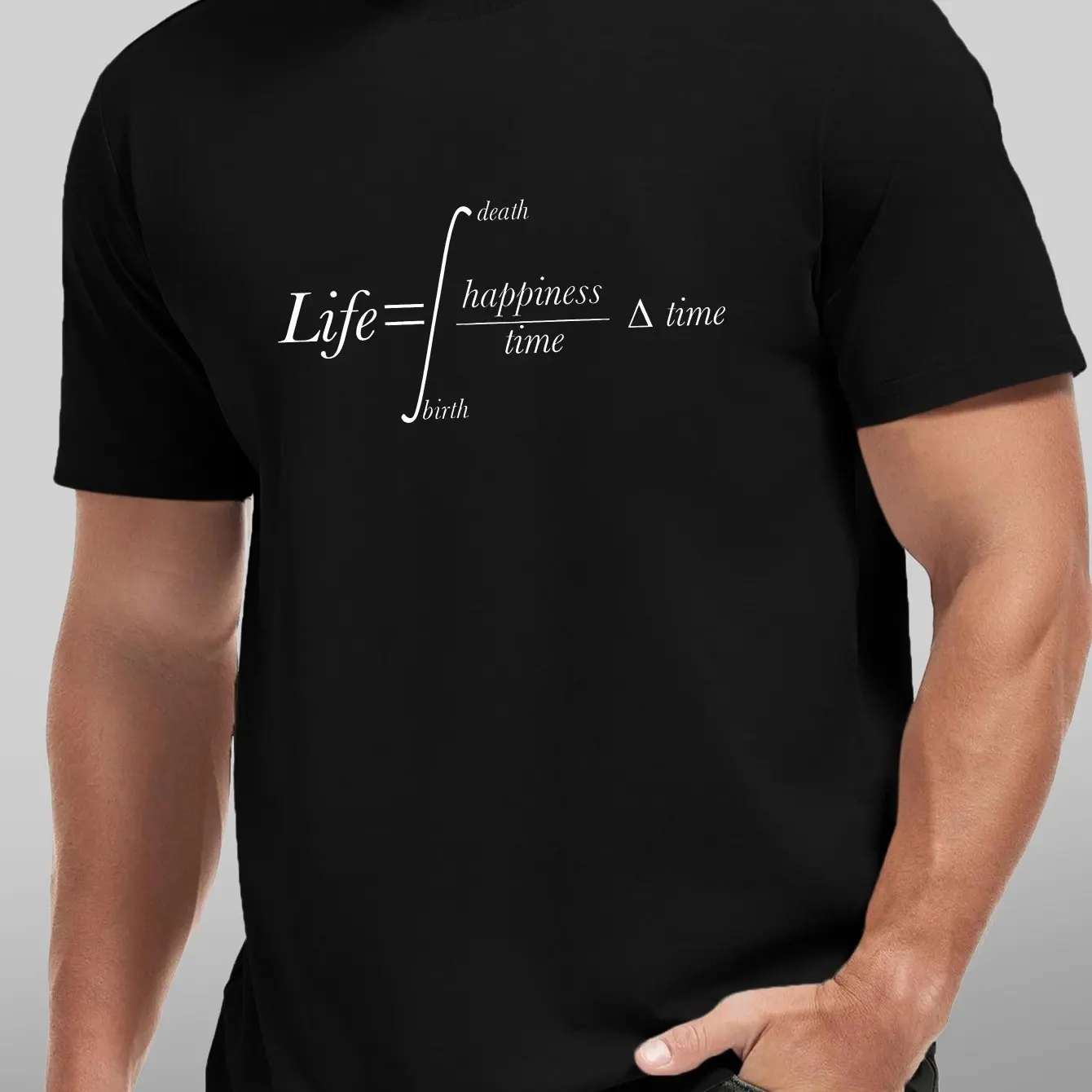 Men's Casual Geometric Print T-Shirt Round Neck Short Sleeve with White Equation Design Men Clothing Comfortable