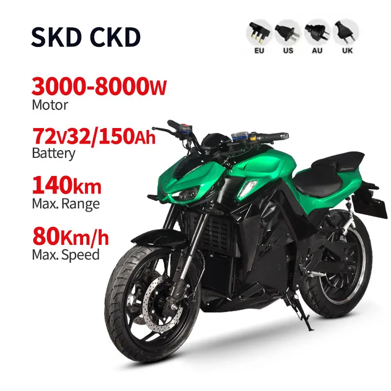 Modernfox Factory Direct 140KM Long Range Motocicleta Electrica 72V 3000w Sport Racing Electric Motorcycle