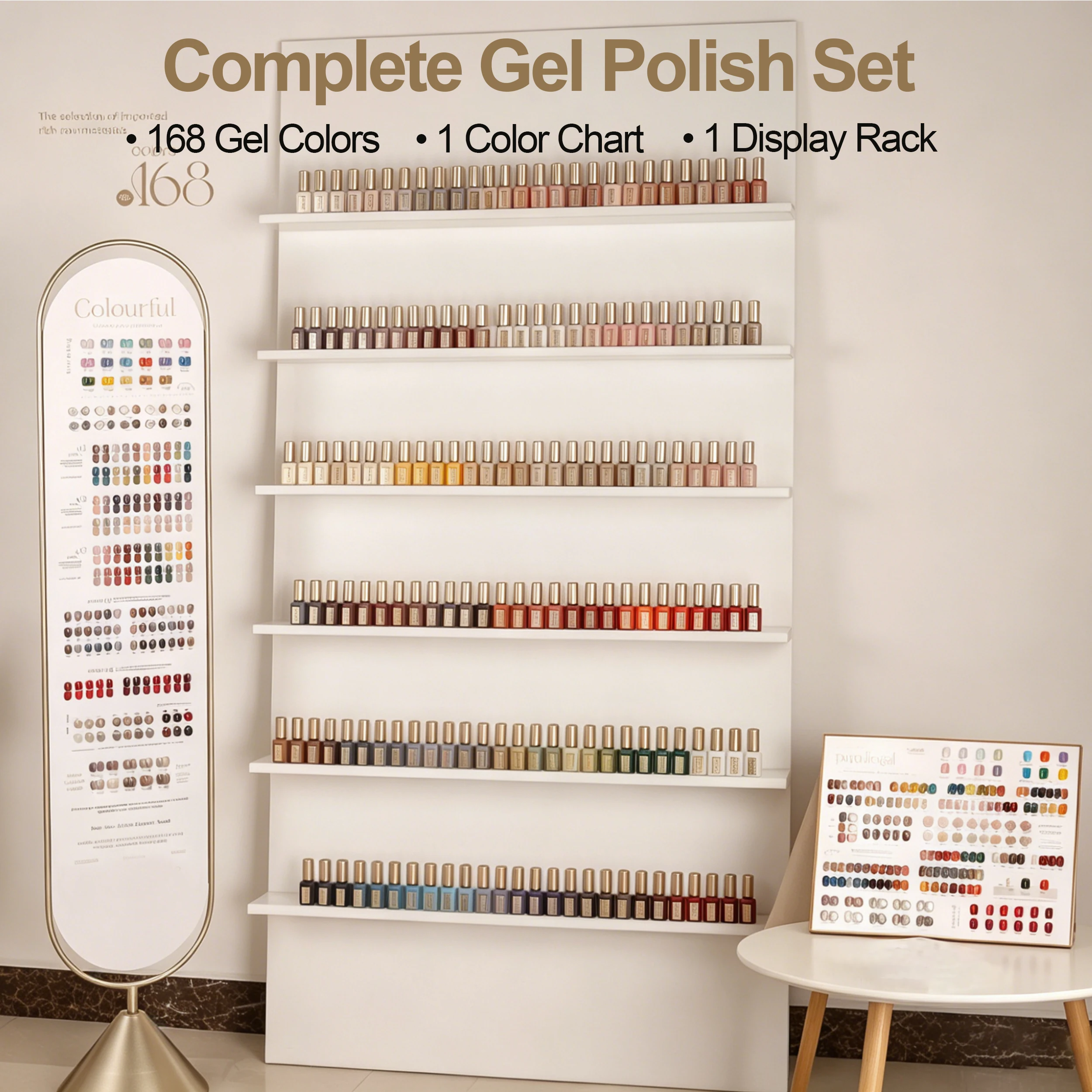 UV Gel 168 Color Moonlight Cat Eye Nail Gel Polish Set With Color Chart And Display Rack
