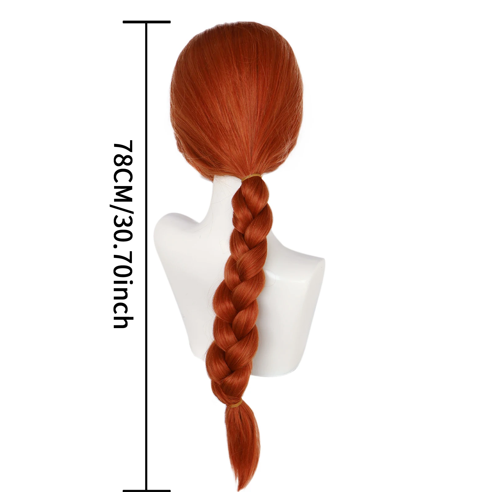 Synthetic Brown Orange Long Straight Braided Fiona Cosplay Wig for Halloween Anime Show Theme Party Carnival Comic Exhibition