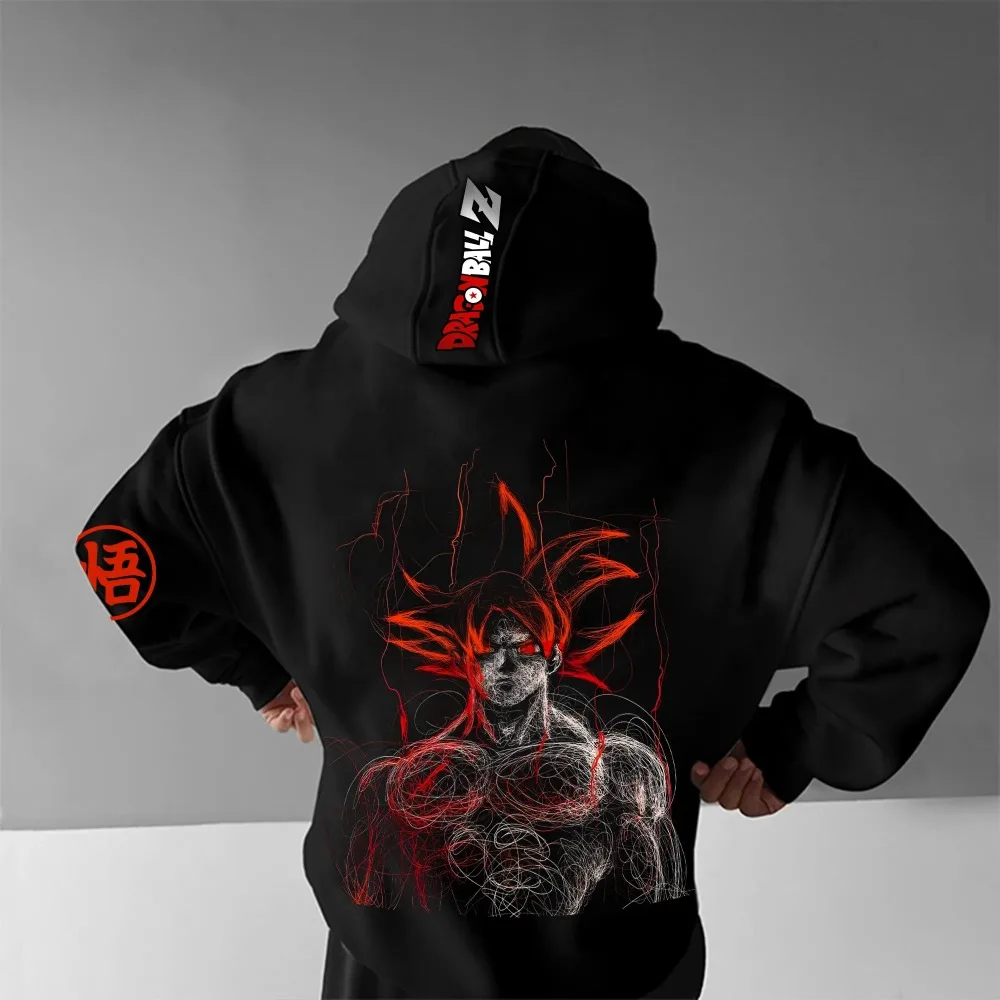 Hoodie Anime Harajuku Dragon Ball Street Wear 2025 Men Autumn Winter Vintage Hooded Sweater Oversized Women Long Sleeves Unisex