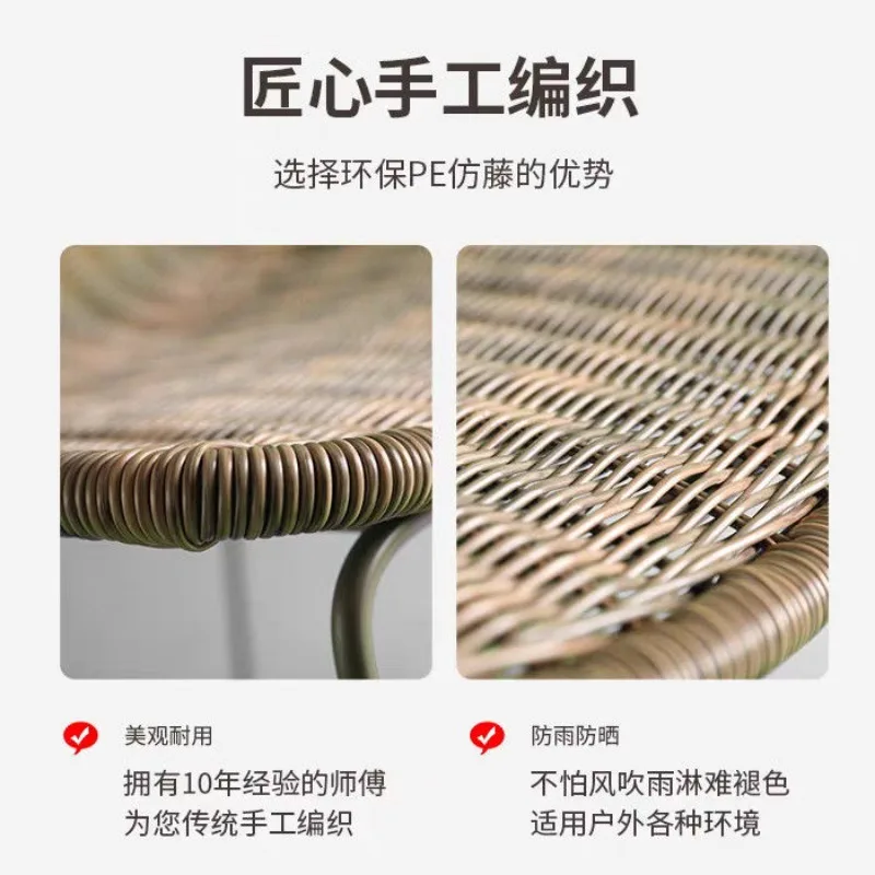 Household Hand‑Woven Imitation Rattan Chair Durable Backrest Chair for Outdoor Balcony Patio Garden Indoor Home Decor