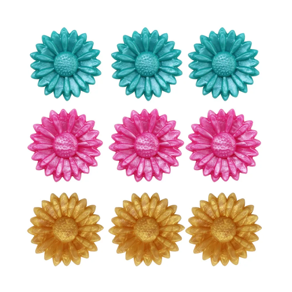 10Pc Pearl Turquoise Pink Gold Flower Silicone Beads Daisy Focus Bead 22MM For Making Jewelry DIY Necklace Pacifier Chain Beadsk