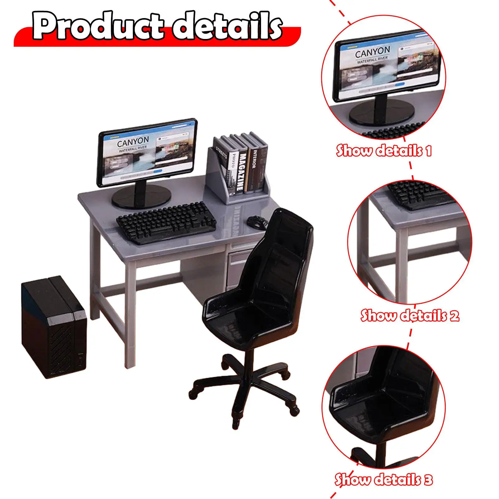 Bureau d'ordinateur et chaise miniatures, ensemble de Mini chaises de bureau pour Station ferroviaire, bricolage, aménagement paysager, accessoires de décoration, 1/12