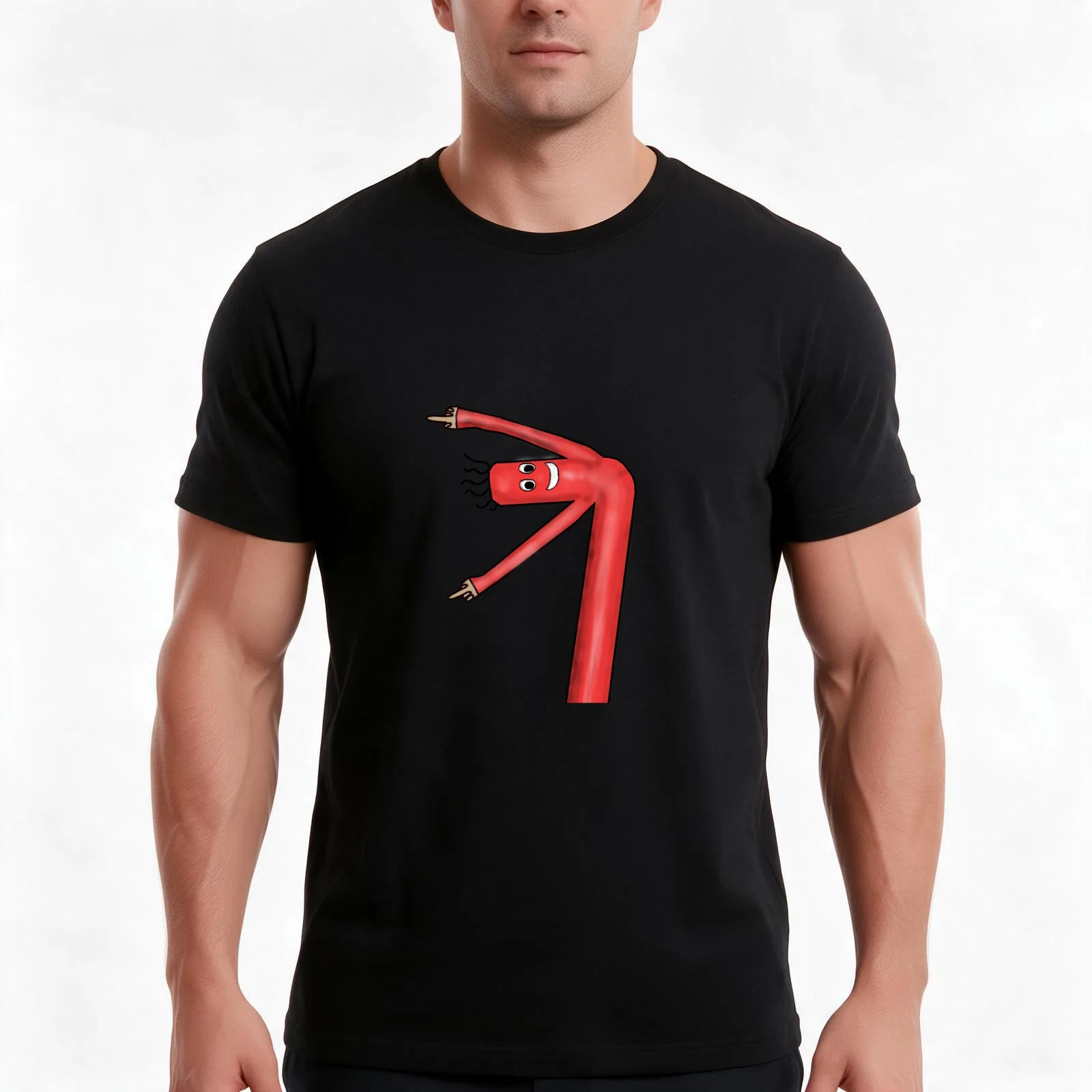 wacky waving inflatable tube car dealer man T-Shirt, Summer Casual Cotton Tee, Oversized Streetwear Tops, Vintage Graphic Print