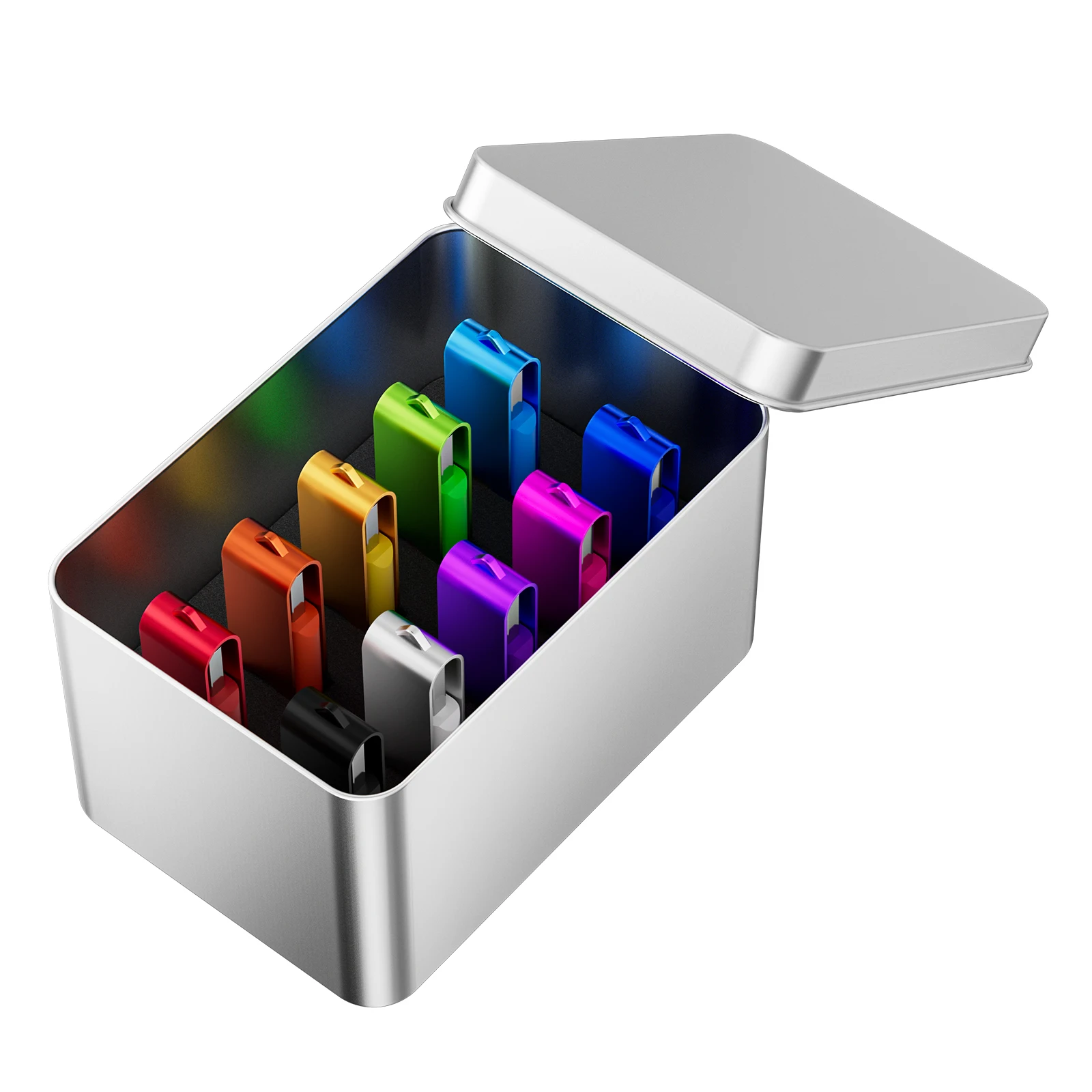 

5PCS 10PCS USB Flash Drive 128GB Metal Box Pen Drive 64GB Wholesale Pendrive 32GB USB3.0 Blue Red Purple Black Memory Stick 16GB