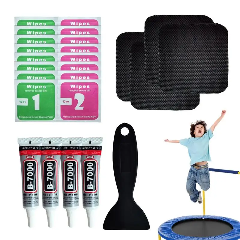 

Set Of 4 Tent Trampoline Repairing Kit Portable Strong Long-Lasting Adhesive Patches For Mat Tears Holes Repairing Accessories