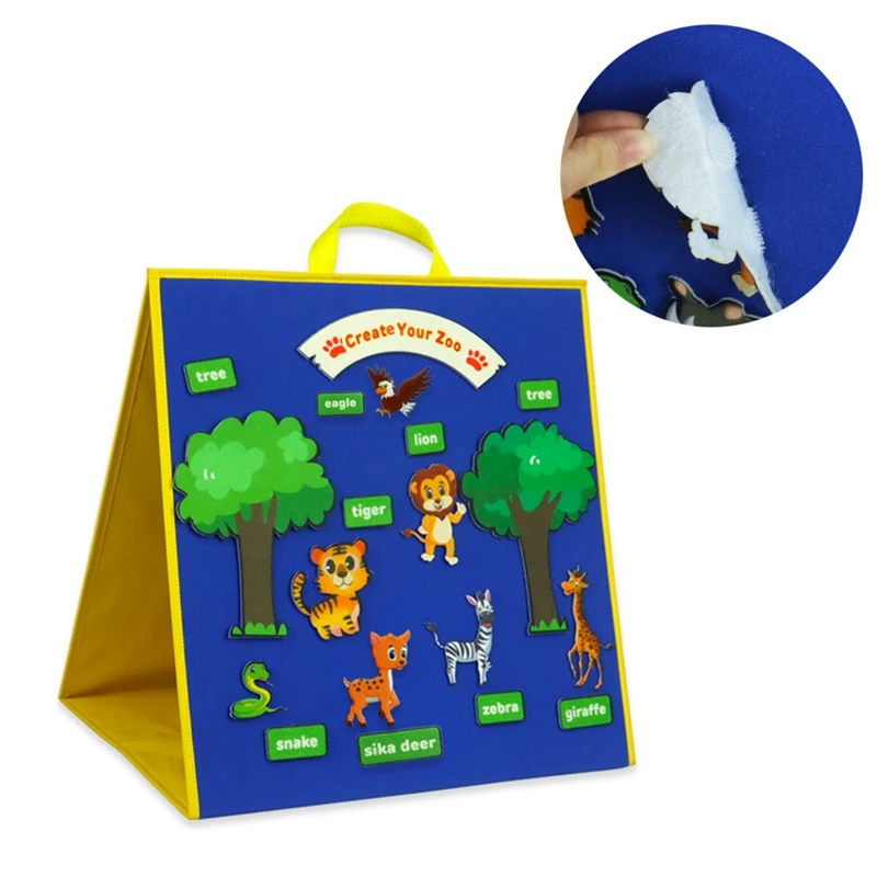 17 Inch Double Sided Standing Teaching Board Animals Story Teller Display Telling Toys Teacher Supplies Early ,A