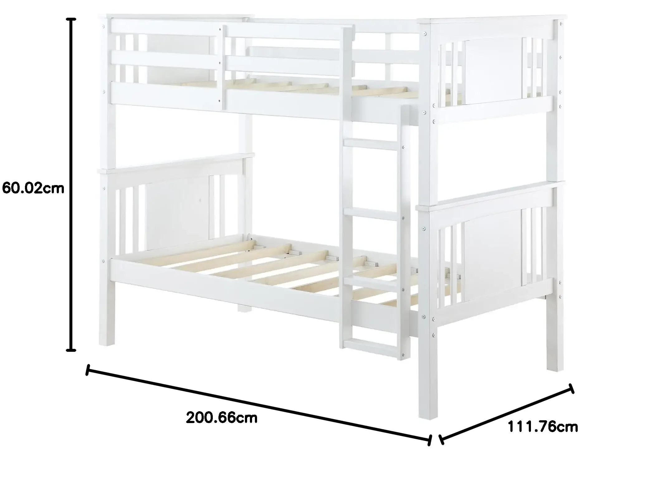 Dorel Living Dylan Kids Bunk Beds, Guard Rail and Ladder, Wood, Twin Over Twin, White