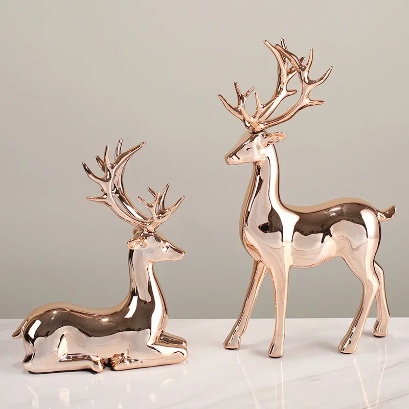 

Electroplated Gold-colored Deer Resin Handicraft Decoration High-end Home Decor