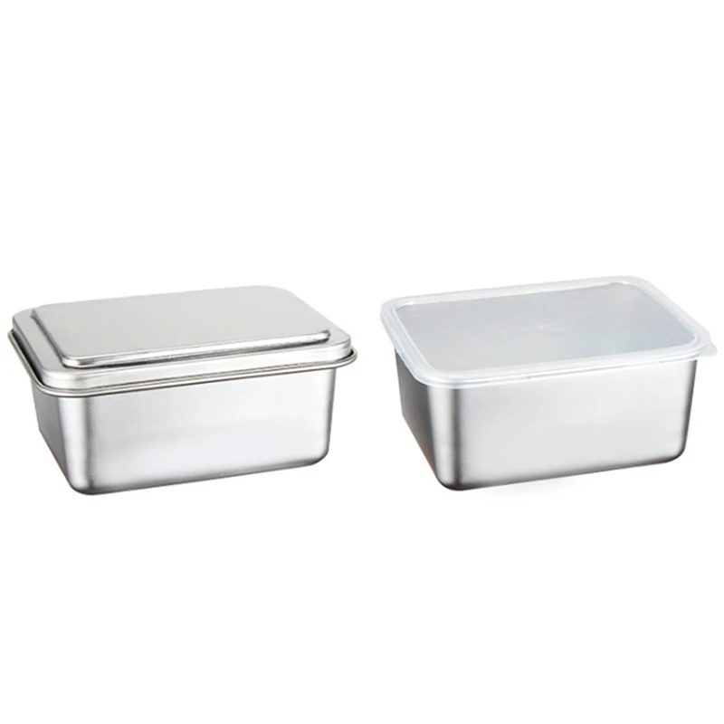 

Stainless Steel Fresh-Keeping Box Storage Box With Lid Food Storage Box Cooking Ingredient Packaging Box-AT35