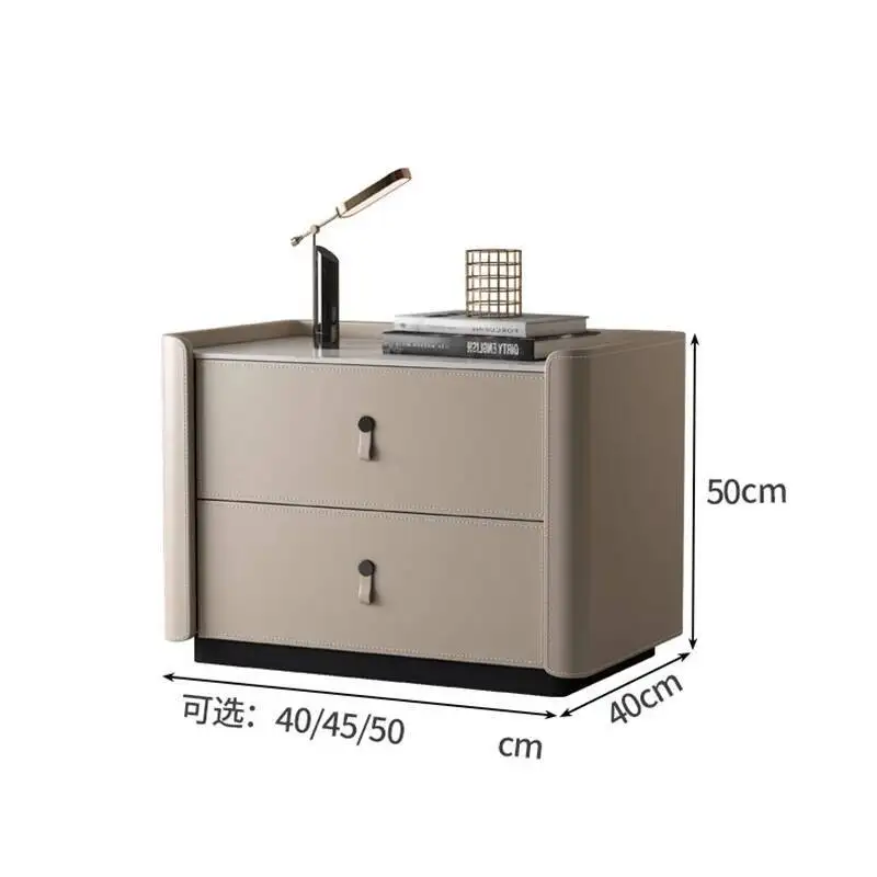 

Luxury Modern Leather Nightstand Simple Drawer Aesthetic Bedside Table Storage Nordic Mesitas De Noche Bedroom Furniture