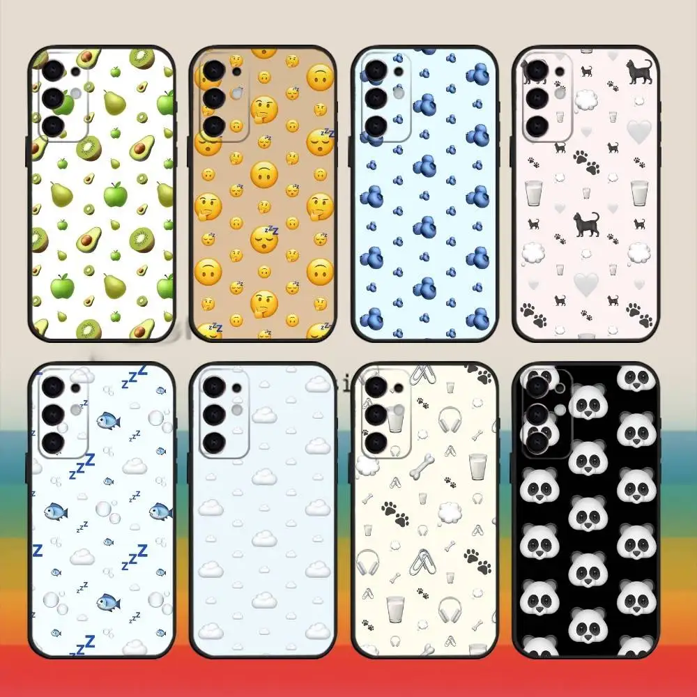 

E-emoji illustration Phone Case For Samsung S25,S24,S23,S22,S21,S20,Ultra,Plus,FE Black Soft Cover