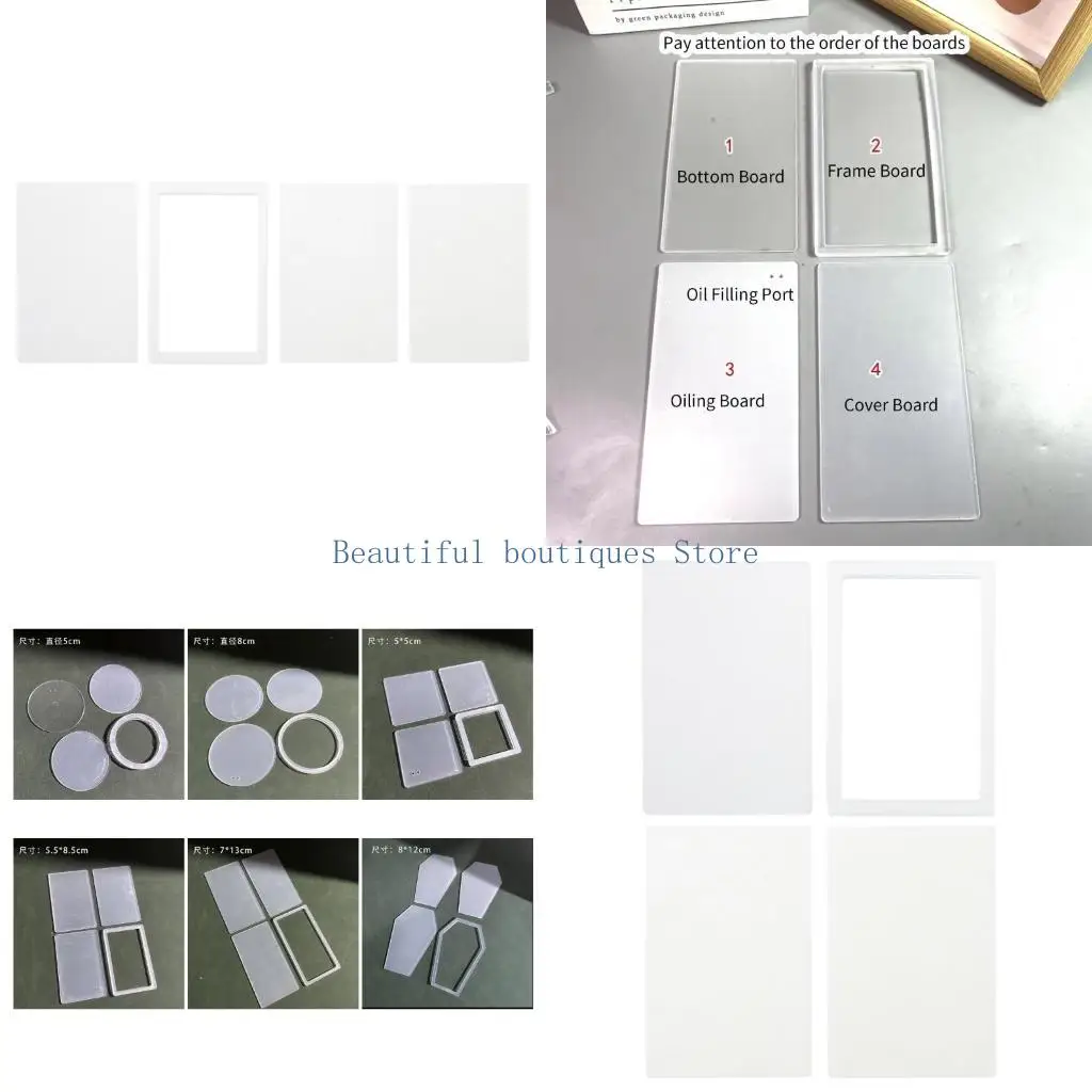 U4LF DIY Quicksand Blank Card Brick Transparent Acrylic Plate Quicksand Mold Empty Plates for DIY Hand-Making Quicksand Craft
