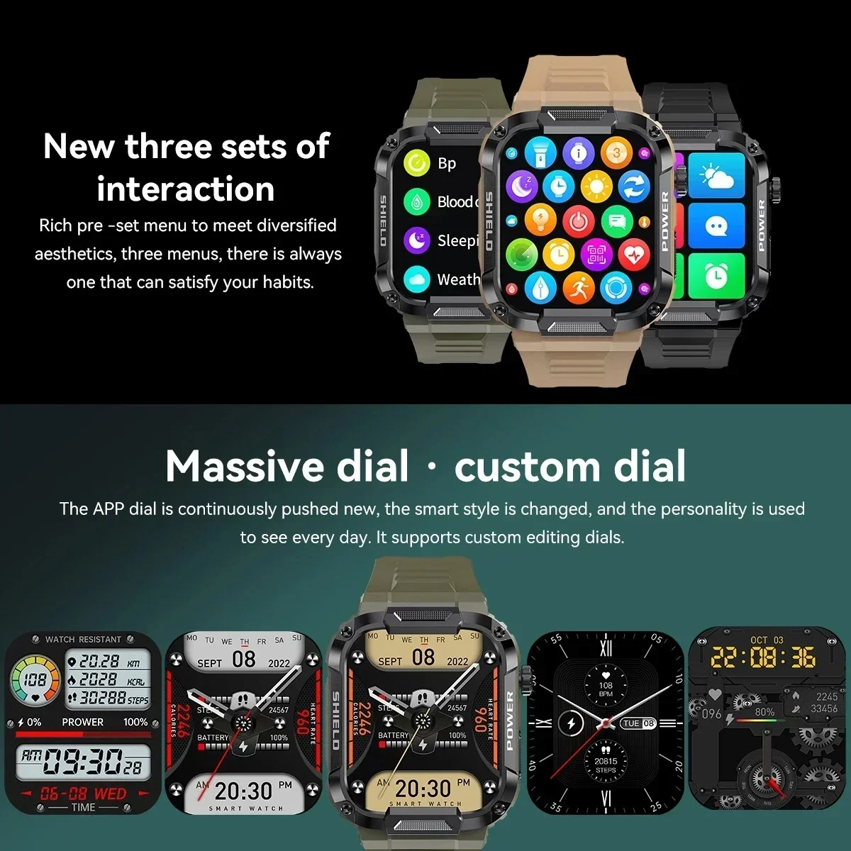 Xiaomi-reloj inteligente militar resistente para hombre, accesorio de pulsera resistente al agua Ip68 con llamadas, Bluetooth y voz ia de 1,85 pulgadas para Android e IOS