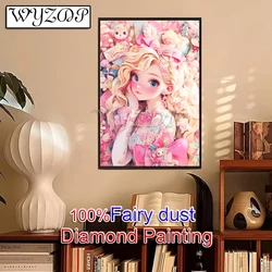 Cartoon Girl Full ab Diamond Painting Kit, Full Square Diamond Embroidery, Gem Cross Stitch Fairy Dust Diamond Art Crystal Decor