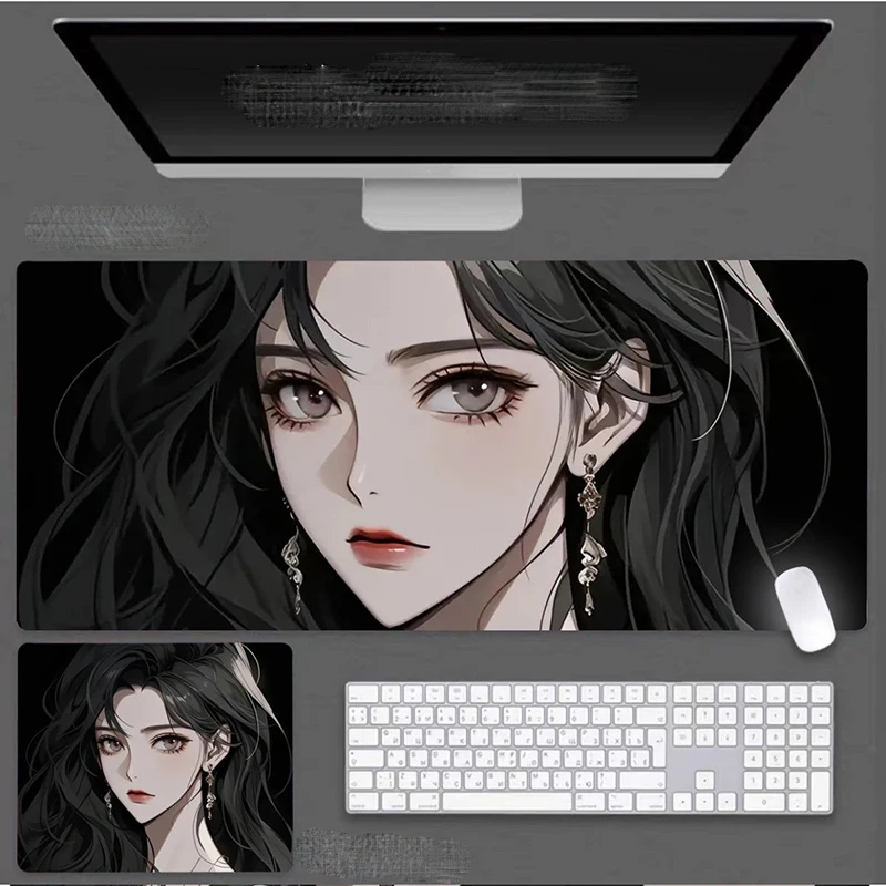 

Коврик для мыши с игровым персонажем для холодной девушки, стеклянный коврик без запирающихся краев, коврик для мыши, коврик для компьютерной мыши, домашний офис, студенческий настольный коврик