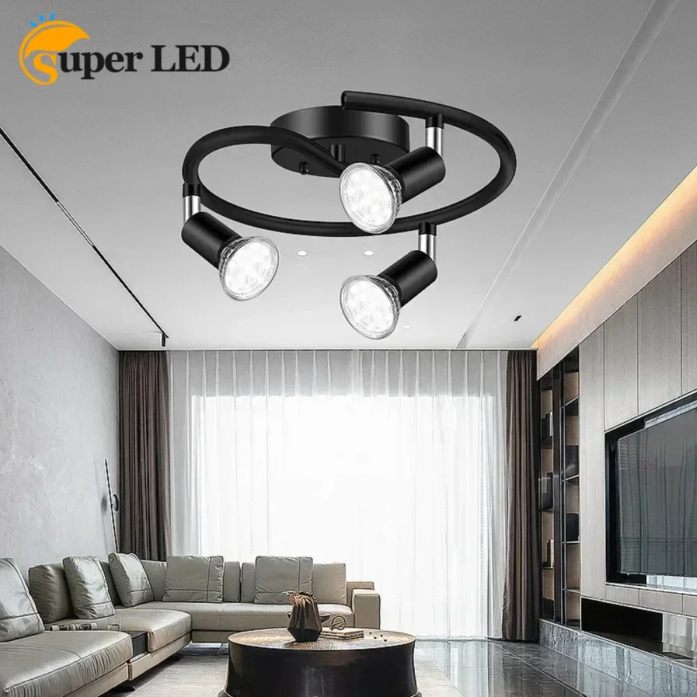 

GU10 Spotlight 3 Way Round Ceiling Spotlight Fitting Black/Chrome Modern GU10 LED Ceiling Light/Wall Light Rotatable - No Bulbs