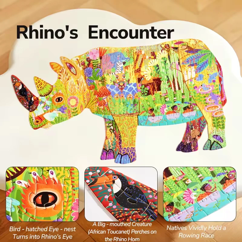 Mideer Shaped Artist Puzzle Robot/Rhino/Elephant/Dinosaur Creative Art Jigsaw Puzzle Educational Toys For Kids 6Y+