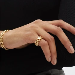 Square cz stone watchband chain rings stainless steel rings for women minimalist simple stainless steel jewelry new in 2024