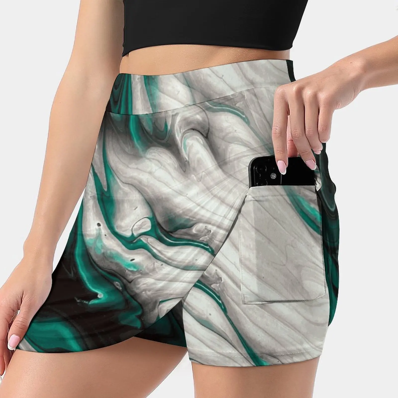 Emerald Storm Women's Fashion Sporting Skirt With Pockets Tennis Golf Running Skirts Emerald Storm Poured Painting Blanchard