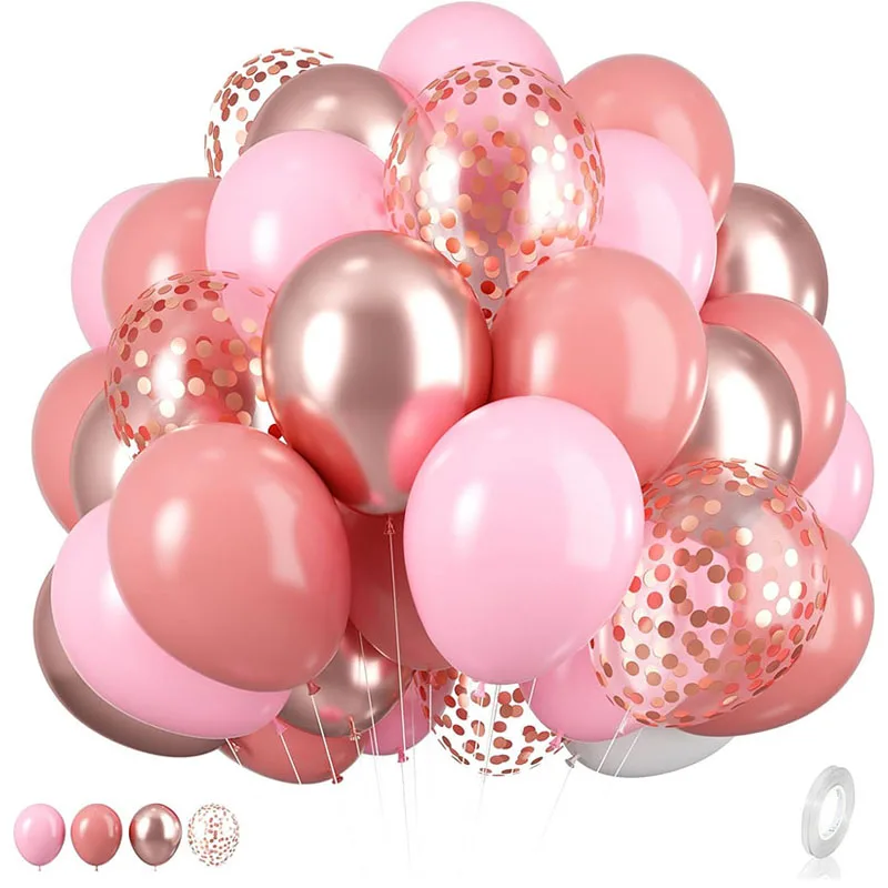 50pcs vintage pink balloons, wedding party balloon garland arch set, metallic rose gold balloons suitable for wedding, birthday