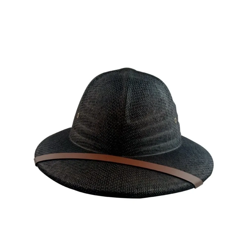 New Big Size Hard Straw Hat Classic Style Straw Material Fedora Sun Hat Vintage Wide Brim Jazz Bucket Hat Outdoor Use