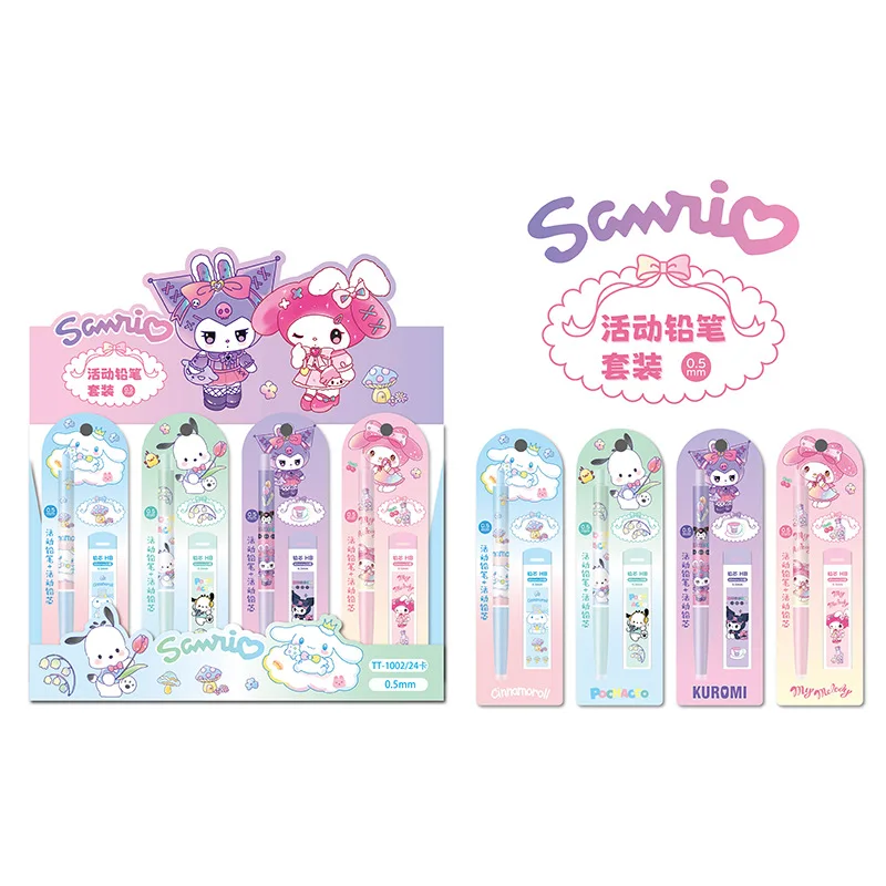 Imagem -02 - Sanrio Lápis Mecânico Conjunto Estudante Escrever Lápis Lápis Automático Aprendendo Papelaria Material Escolar Atacado 424 Pcs