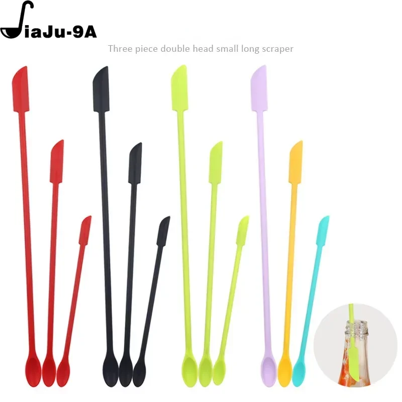 New Product Silicone Mini Spatula Set Lengthened Cosmetic Bottle Jam Double-head Scraper Kitchen Cake Baking Tool Accessories