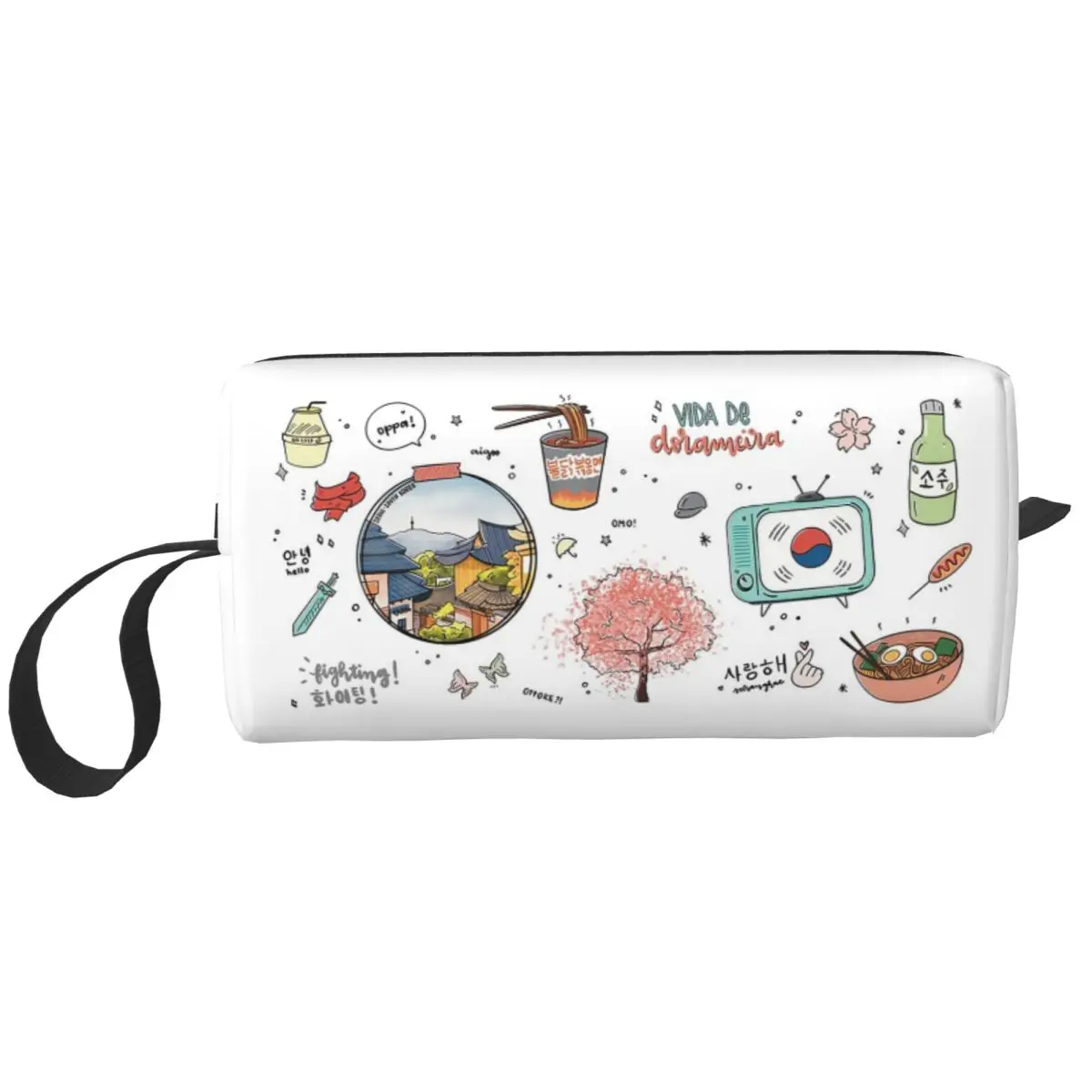 Estuche para lápices con diseño de flor de cerezo de Corea, K-drama, Dorama, Drama coreano, Soju, para bolígrafos, artículos de papelería, bolsa de cosméticos