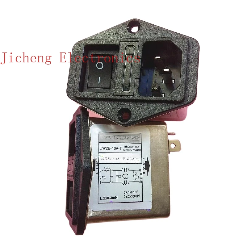 

10PCS 3-In-1 socket with switch insurance EMI power supply filter CW2B-10A-T