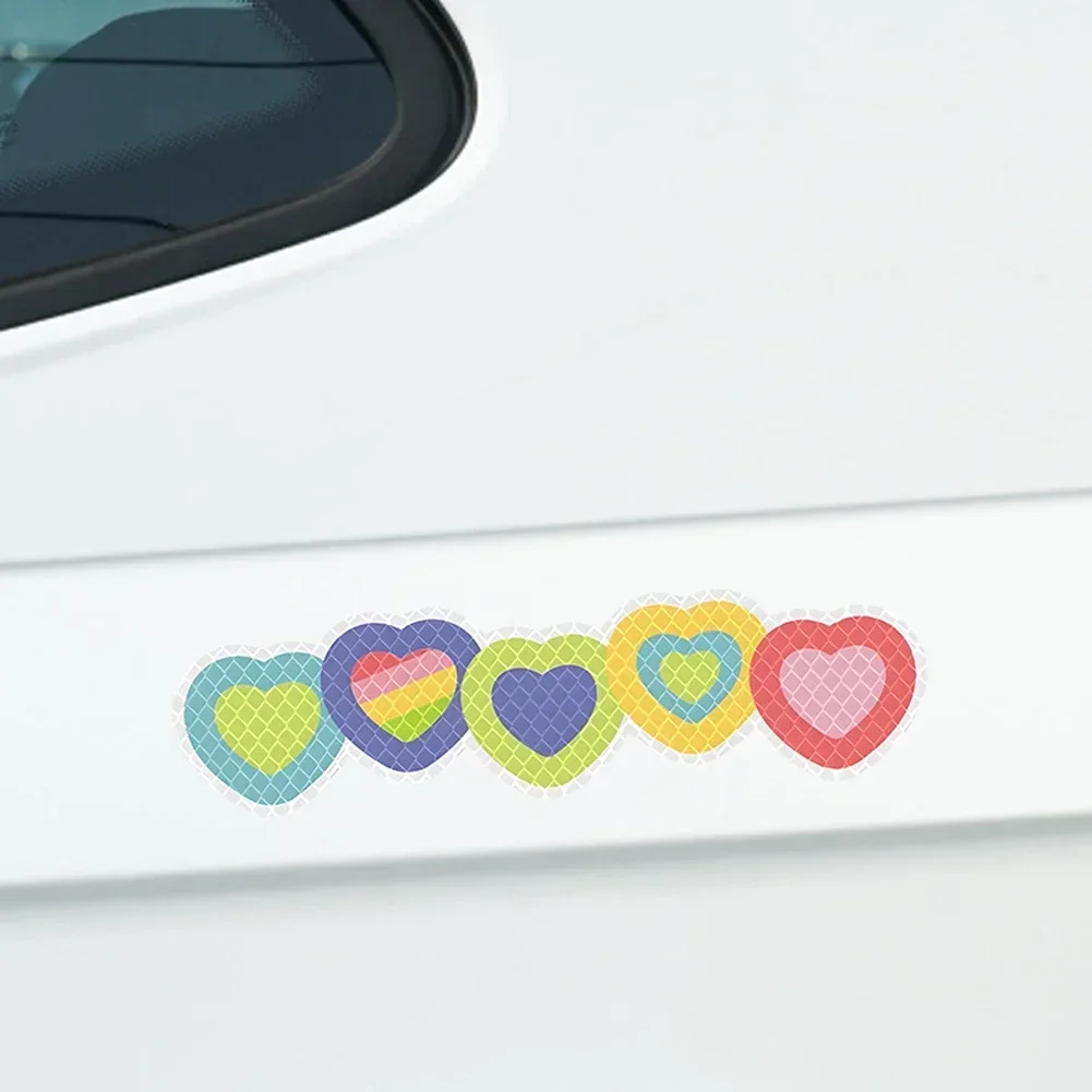 5Pcs/Set Motorcycle Helmet Waterproof Decal Hearts Butterfly Stars Night Warning Sign Reflective Sticker Helmet Accessories