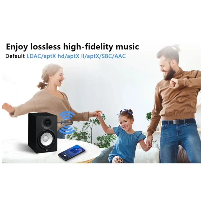

5.2 Bluetooth Receiver And Transmitter Low Latency APTX Smart 1 To 2 Suitable For Headphones Speakers Car TV, Easy To Use